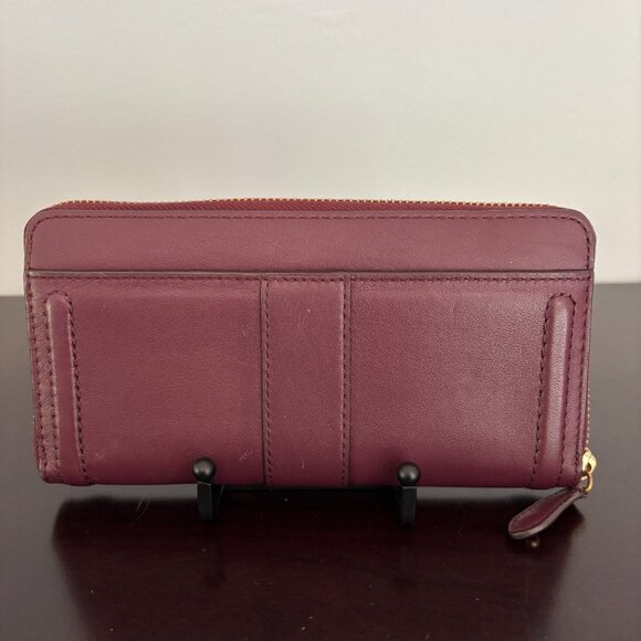 Coach Campbell Dark Purple Leather Zip Around Accordion Wallet - Picture 3 of 8